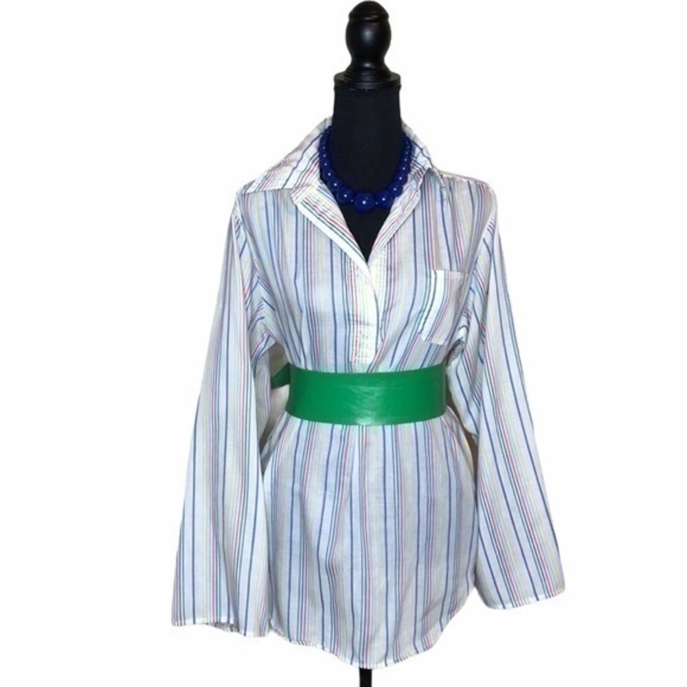 Donnkenny Women’s Vintage Quarter Sleeve Stripe Tunic Top Size 14